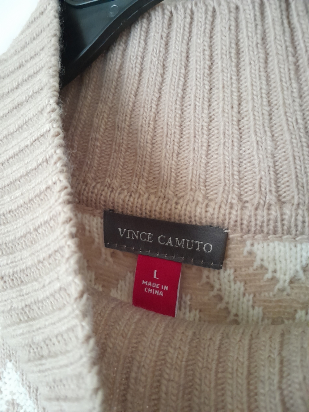 Vince Camuto Tan Diamond Pattern Turtleneck Sweater Large - Picture 6 of 12